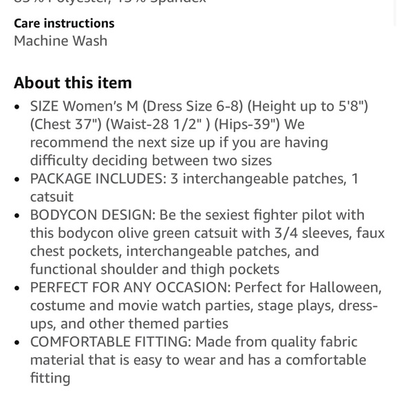 Olive Green Flight Suit Costume - Picture 2 of 3